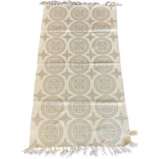 LA FINESSE kludetæppe 65 x 135 cm - hvid med grå print