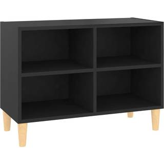 tv-skab med massive træben 69,5x30x50 cm sort