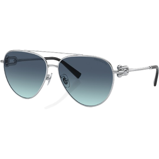 Tiffany Kvinde TF3092 60019S Solbriller Metal Sølv Blå Pilot Normal Skygge