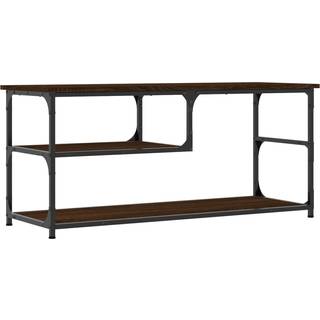 tv-bord 103x38x46,5 cm konstrueret træ og stål brun eg