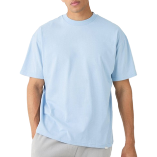 Mens Sky Blue Oversized Extended Neck Heavyweight T-shirt