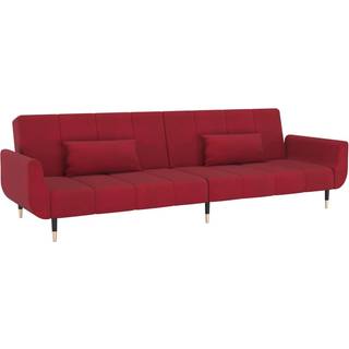 2-personers sovesofa med 2 puder fløjl vinrød