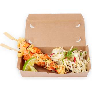 FoodBox 3 Brun med aftagelig låg 300 stk Pølseæske 200 x 100 x 30 mm