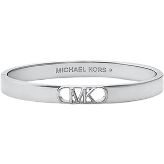 MK Precious Metal-Plated Brass Empire Logo Bangle - Silver - Michael Kors - ONE SIZE