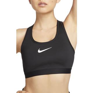 Justerbar Nike Swoosh-sports-bh uden indlæg og med kraftig støtte til kvinder - sort - XS (F-G)