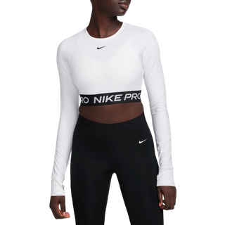 Kort Nike Pro Dri-FIT-top med lange ærmer til kvinder - hvid - M (EU 40-42)