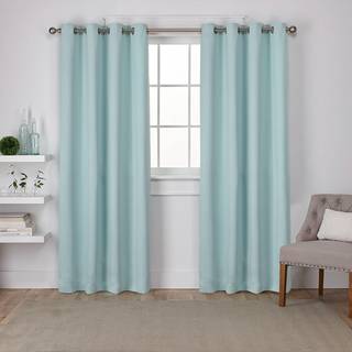 Eksklusivt hjemmesaten Twill Woven Room Darkering Blackout Grommet Top Curtain Panel Pair 52 """" X108 """" Seafoam 2 -stykke