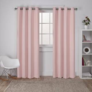 Eksklusivt hjemmesaten Twill Woven Room Darkering Blackout Grommet Top Curtain Panel Pair 52 """" X108 """" Blush