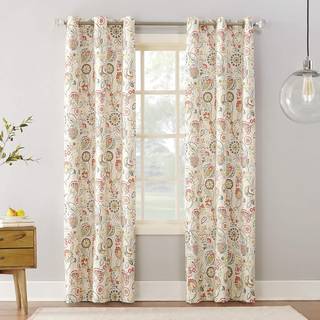Sun Zero Jorah Botanical Print Thermal Isolated Energy Effict Grommet Curtain Panel 40 """" X 84 """" Linned