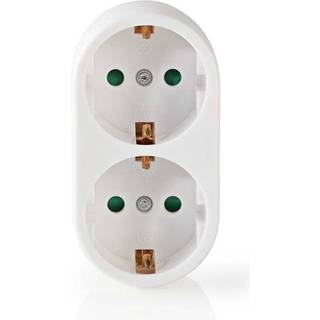 Nedis Strømstik Splitter | Type F (CEE 7/7) | 250 V AC 50 Hz | Stikprop med sidebens jord / Type F (CEE 7/7) | 250 V AC 50/60 Hz | 16.0 A | 3500 W | Hvid