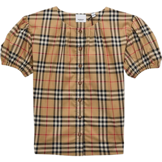 Burberry Kids Checked cotton-blend blouse - multicoloured - Y 10
