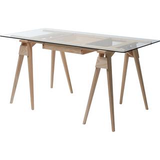 Design House Stockholm Arco skrivebord eg klarlak, inkl. skuffe, glasplade