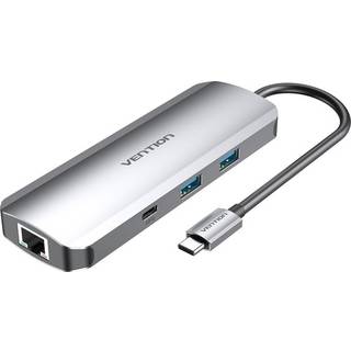 Vention - USB C Docking Station to HDMI USB C 2x USB3 0 RJ45 SD TF TRRS 3 5mm PD 0 15m TOMHB gray
