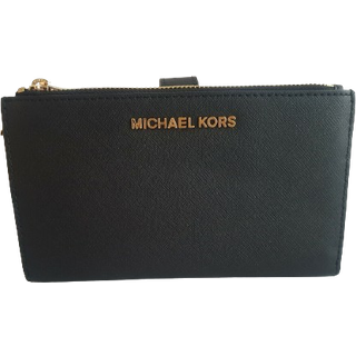 MK Jet Set Large Leather Smartphone Wristlet Wallet - Black - Michael Kors - ONE SIZE