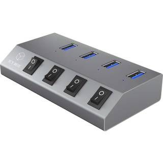 ICY BOX 4-porter USB 3.0-hub, aluminiumskabinett