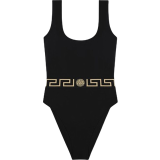 Versace Greca printed swimsuit - black - S