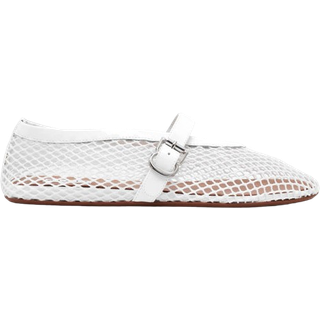 AlaÃ¯a Leather-trimmed fishnet ballet flats - white - EU 39
