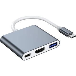 Lippa Adapter 87W 1 x USB-A, 1 x USB-C & 1 x HDMI Sølv