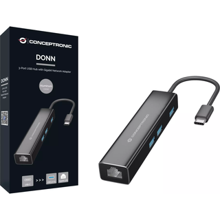 Conceptronics Conceptronic DONN07B - hub - 3 ports USB hub - 3 ports - Sort