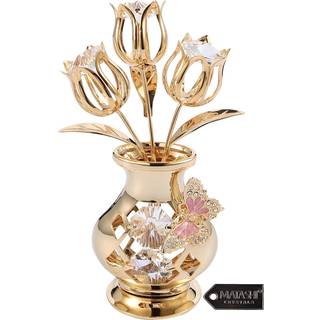 Matashi Crystal Flowers Bouquet 24K Goldbelagt krystalfigurer til mødre dag Present & bord Centerpiece - Dekorative krystalblomsterfigurer Perfek
