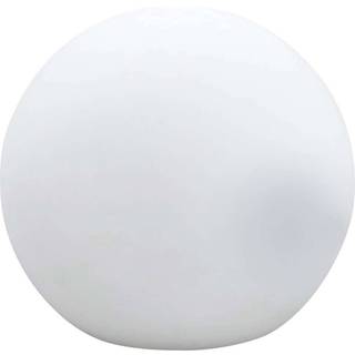 Lindby LED-solcellelampe Lago, Ø 30 cm, kugle, jordspyd, hvid