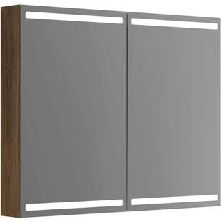 Scanbad Luna Level Spejlskab 80x100 cm m/2 låger - brun eg