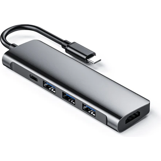 NÖRDIC 1 til 5 C USB Docking 1xHDMI 4K 30Hz 1xUSB C 60W PD 3xUSB3.1 5Gbps aluminium space Grå