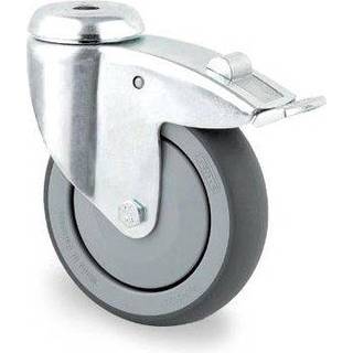 Tente 2477PJP125P30 Hjul Termisk gummi, bremse, midterhul 11 mm 125 mm