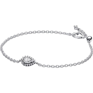 Pandora Sparkling Pear Halo Chain Bracelet - 18cm - Silver
