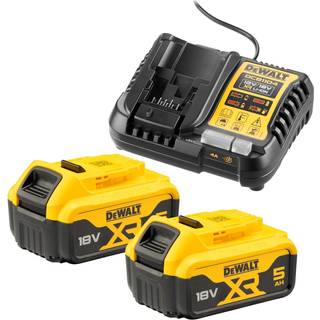 DeWALT DCB1104P2-QW 18V XR Batterisæt med 2 stk. 5,0Ah batteri og lader