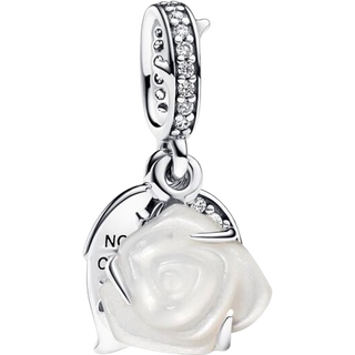 Pandora White Rose in Bloom Double Dangle Charm