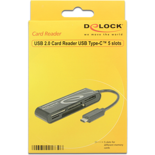 DeLOCK USB 2.0 Card Reader USB Type-C male 5 Slots