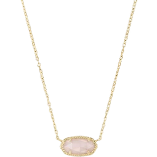 Kendra Scott Elisa vedhængshalskæde – rosekvarts, 14-karat forgyldt, hverdagslag-på-lag smykker