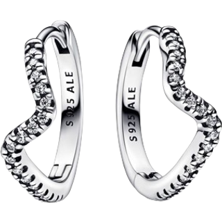Pandora Sparkling Wave Hoop Earrings - Silver