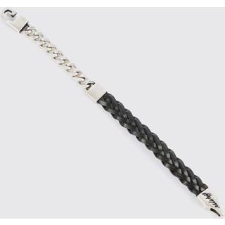 Mens Black Homme Pu Chain Mix Bracelet