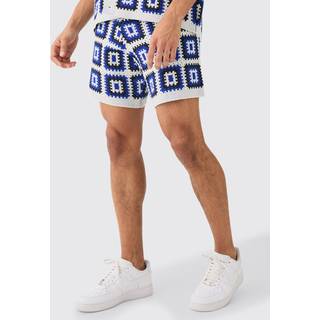 Mens Relaxed Crochet Knit Short In White