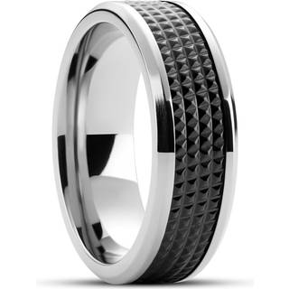Hyperan | 8 mm Sølvfarvet Titanium Ring med Sort Ovalt Mønster