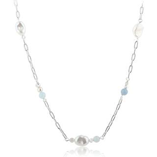 SKY BLUE PEARL NECKLACE | SILVER