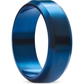 Ferrum | 8 mm Blå Børstet Rustfrit Stål Ring med Skrå Kant