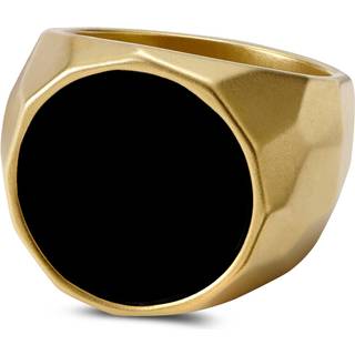 Jax Guldfarvet Signetring i Stål m. Sort Sten