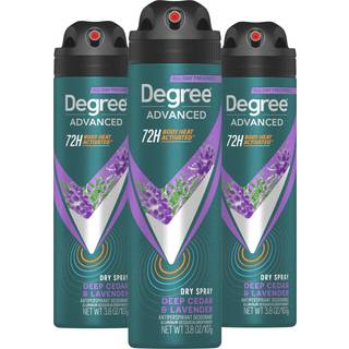 Degree Men Advanced Antiperspirant Deodorant Dry Spray Deep Cedar & Lavender 3 Count 72-timers sved- og lugtbeskyttelsesdeodorant til m?nd med kr