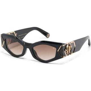 Philipp Plein Kvinde SPP136M PLEIN HERA 700Y Solbriller Acetat Sort Brun Geometrisk Normal Skygge