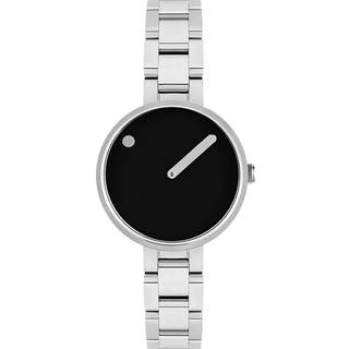 Picto - Sort skive med stål lænke - 30 mm**