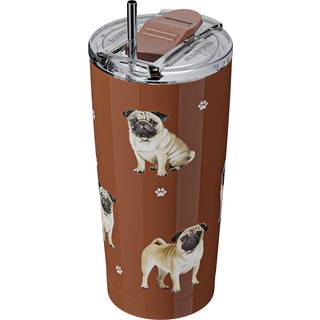 Pug Serengeti 20 oz. Rustfrit stål vakuum isoleret tumbler med spildt bevis låg - 3D -tryk - isoleret rejsekrus til varme eller kolde drikke (mug