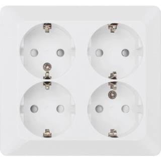Stikkontakt schuko med 4 udtag i hvid