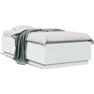 Sengeramme Med Led-Lys Konstrueret Træ - Hvid / 75 x 190 cm
