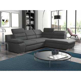 Hjørnesofa med sovesofa i stof PYLOS - Antracit - Højre hjørne