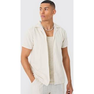 Mens Natural Short Sleeve Linen Blend Shirt