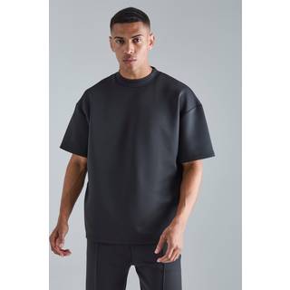 Mens Black Oversized Extended Neck Scuba T-shirt