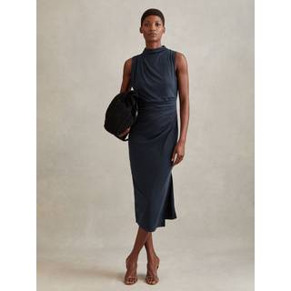 Reiss Beaux Modal Blend Ruched Midi KjoleMiddel
